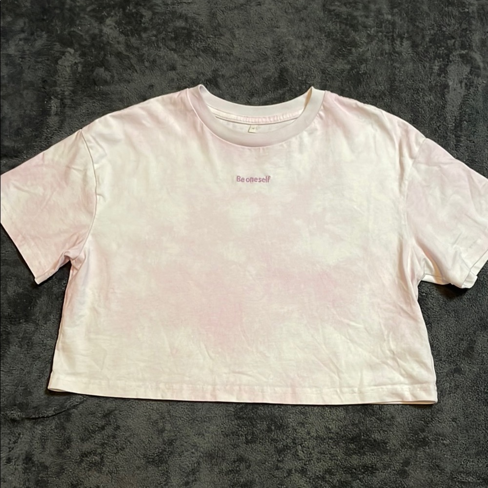 “Be Oneself” Pink Tie-Dye Crop Top